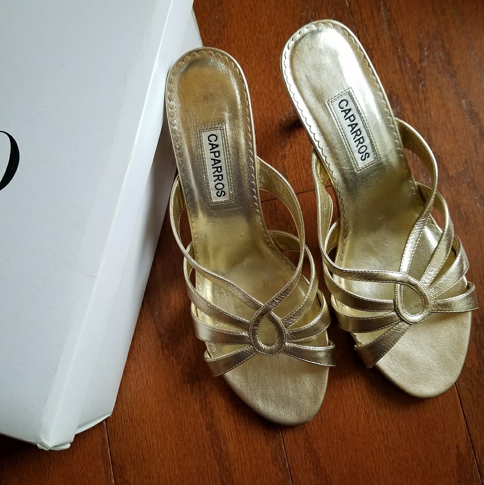 Caparros metallic gold heels